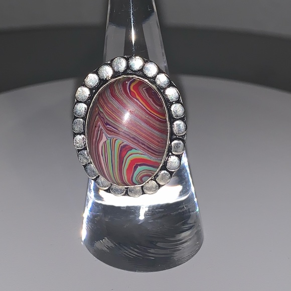 Jewelry - Rainbow Cal-silica Sterling Silver Ring